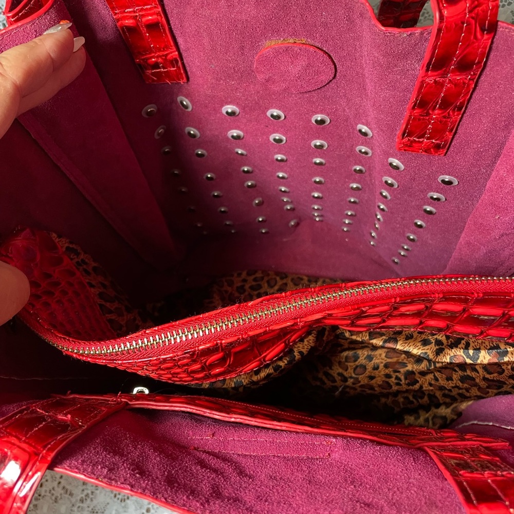 Large Red/Gold Rhinestones Travel Tote Bag - Picture 7 of 12